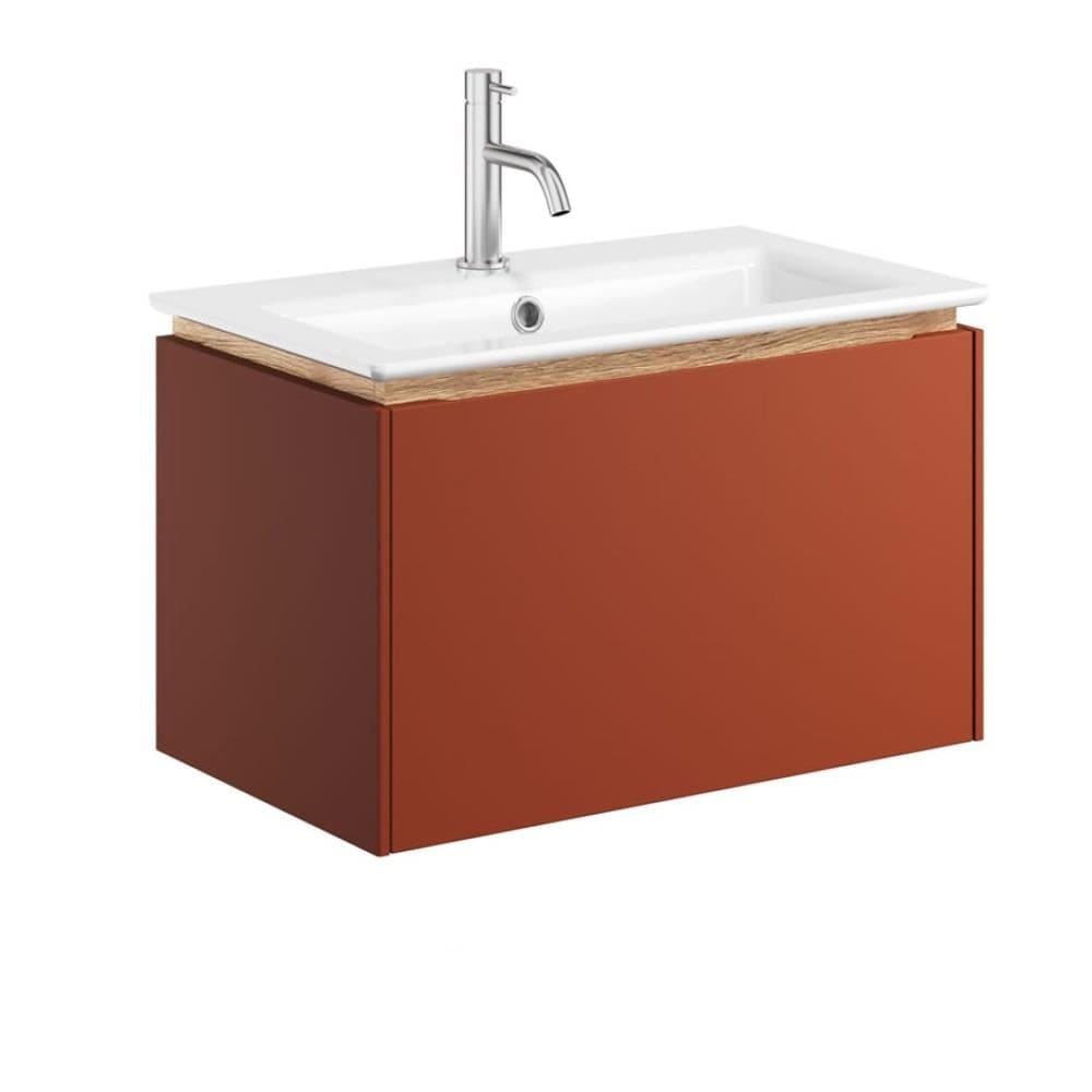 Crosswater Wall Mounted Vanity Unit Soft Clay / 600mm / 1 Tap Hole Basin Crosswater Mada Wall Mounted Vanity Unit