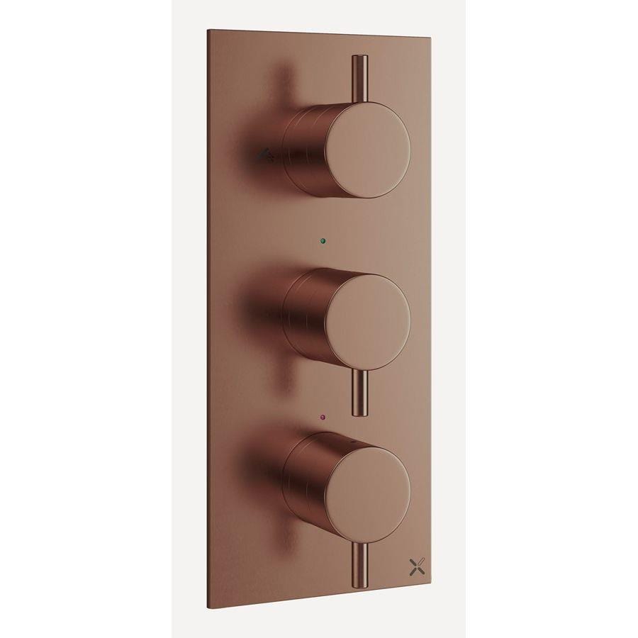 Crosswater Concealed Shower Valve Brushed Bronze Crosswater MPRO 3 Outlet, 3 Handle Concealed Thermostatic Shower Valve