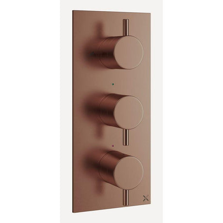 Crosswater Concealed Shower Valve Brushed Bronze Crosswater MPRO 3 Outlet, 3 Handle Concealed Thermostatic Shower Valve