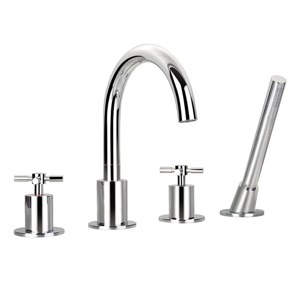 Flova 4 Tap Hole Bath Set Flova XL 4 Hole Bath Shower Mixer with Shower Set in Diamond Chrome