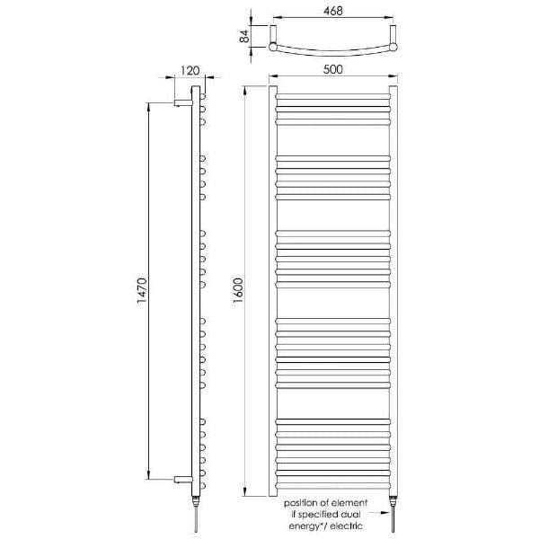 Vogue Ladder Rail Vogue Kerve Curved Ladder Rail in Polished Stainless Steel