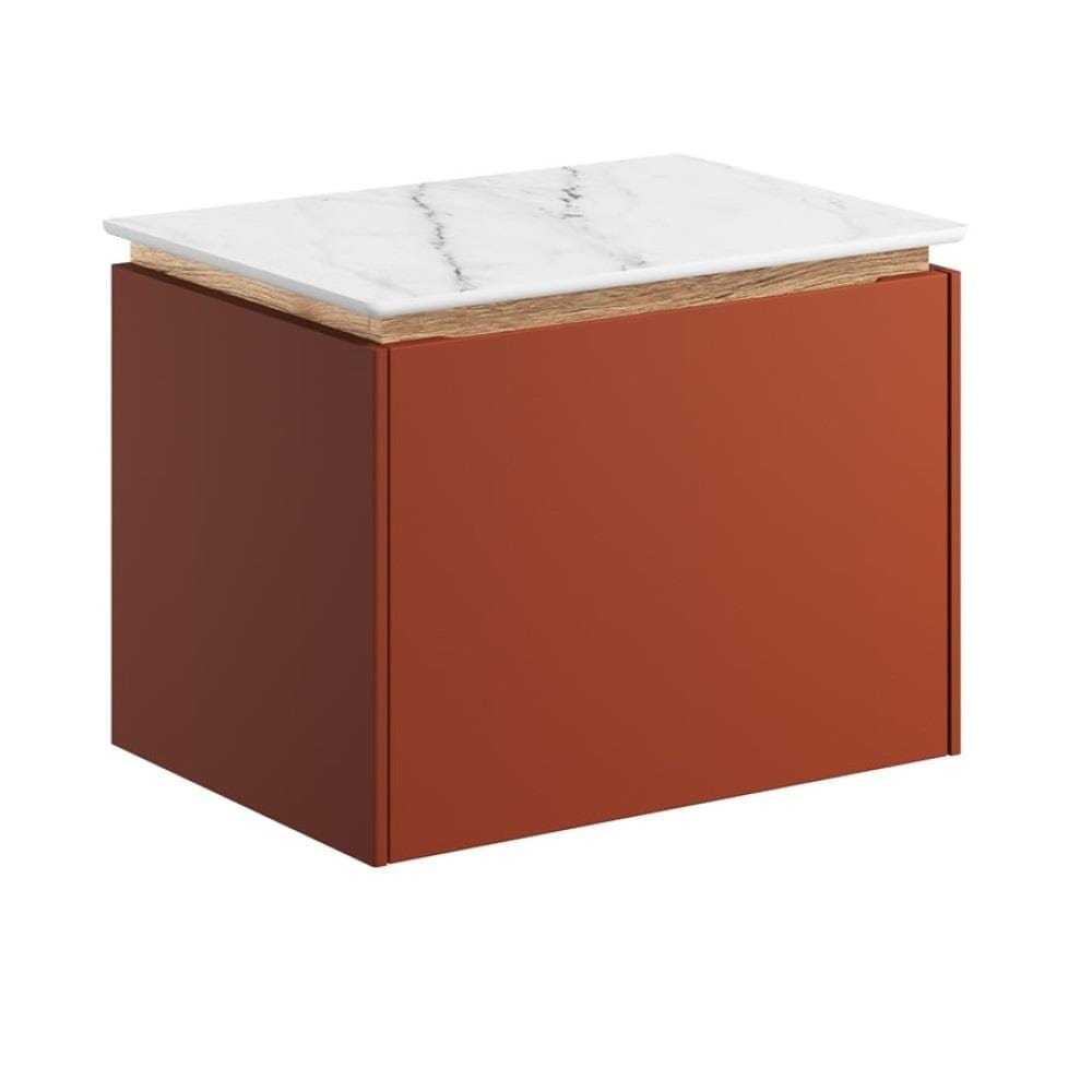 Crosswater Wall Mounted Vanity Unit Soft Clay / 500mm / Carrara Marble Countertop Crosswater Mada Wall Mounted Vanity Unit