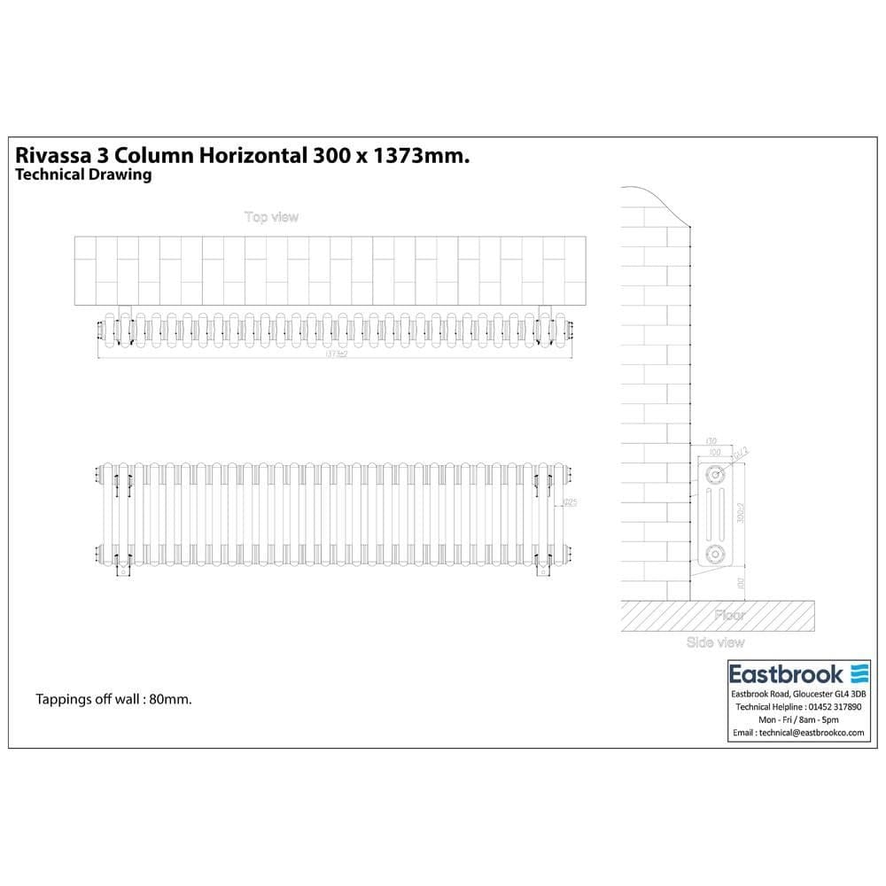 Eastbrook Rivassa Traditional 3 Column Radiator in Matt Anthracite