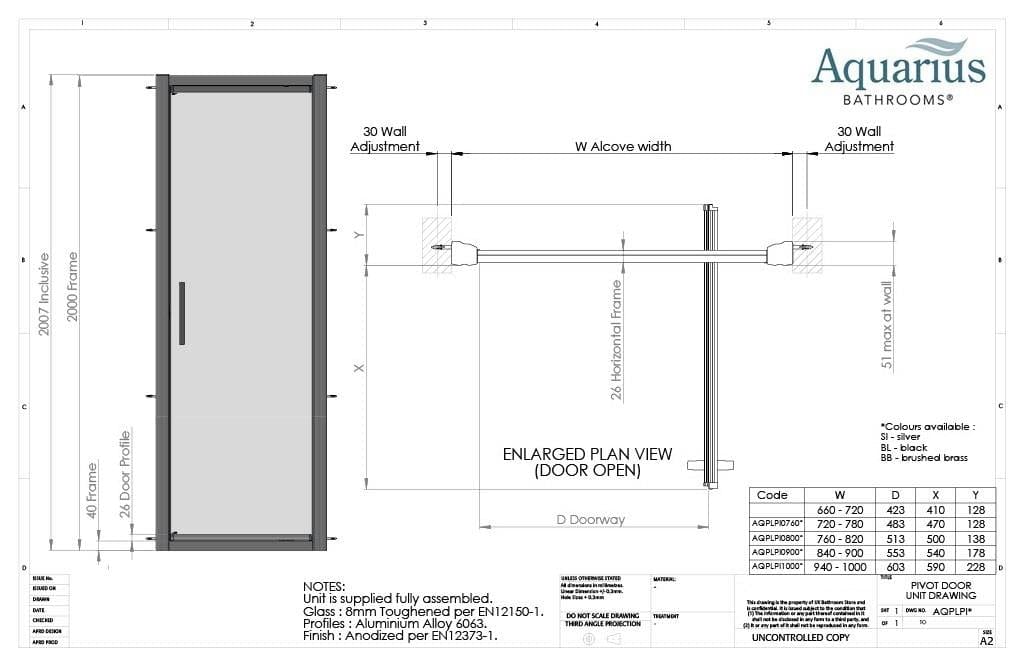 Aquarius Pivot Shower Door Aquarius Pluvia 8mm Pivot Shower Door