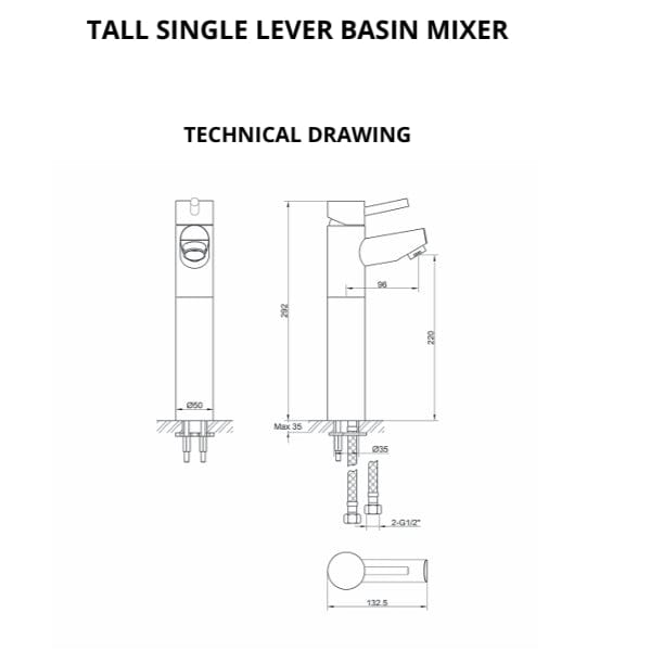 Imex Tall Basin Tap Imex Arco Tall Basin Mixer Tap with Universal Waste in Chrome