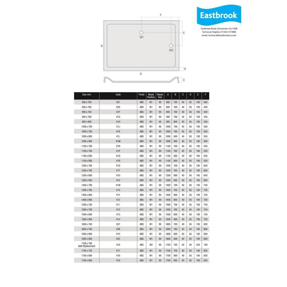 UK Bathroom Store Rectangle Shower Tray Eastbrook Volente Stone Resin 40mm Rectangle Shower Tray with Anti Slip