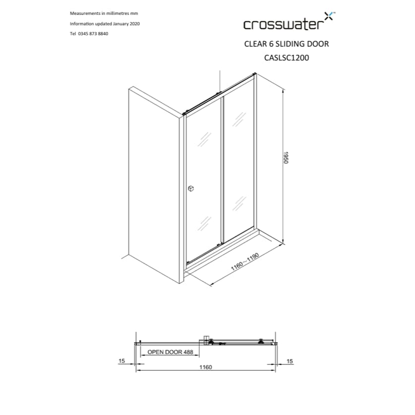 Crosswater Sliding Shower Door Crosswater Clear 6 Single Sliding Shower Door