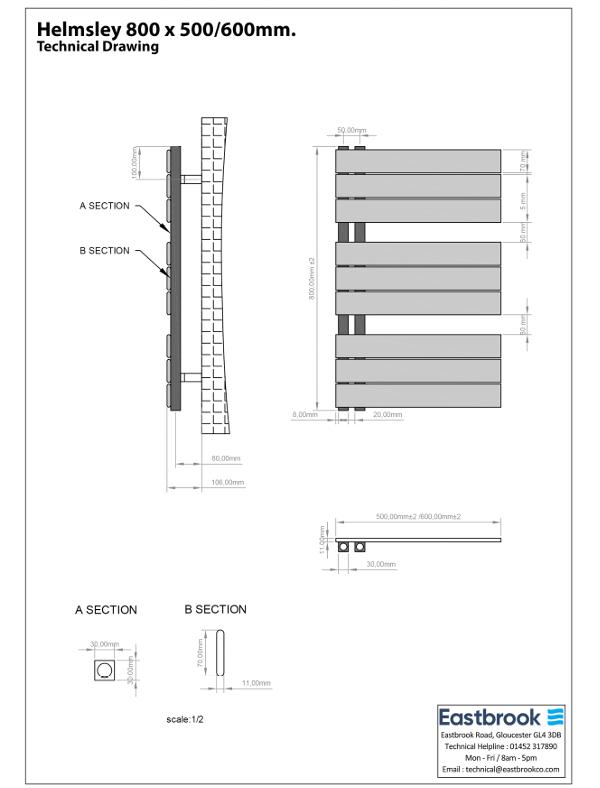 Eastbrook Designer Towel Radiator Eastbrook Helmsley Straight Vertical Designer Towel Rail in Matt Grey