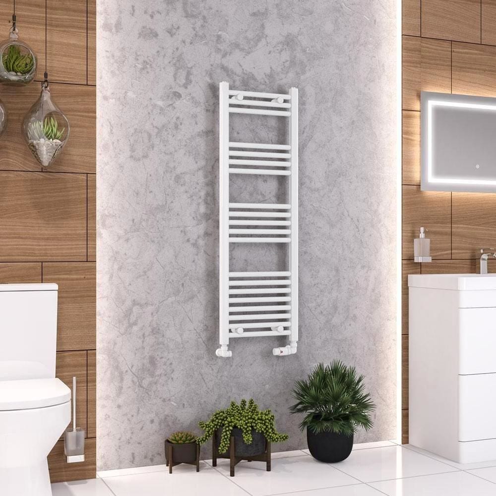 Eastbrook Ladder Rail 1200 x 400 / Dual Fuel Eastbrook Wendover Straight Vertical Heated Towel Rail in White