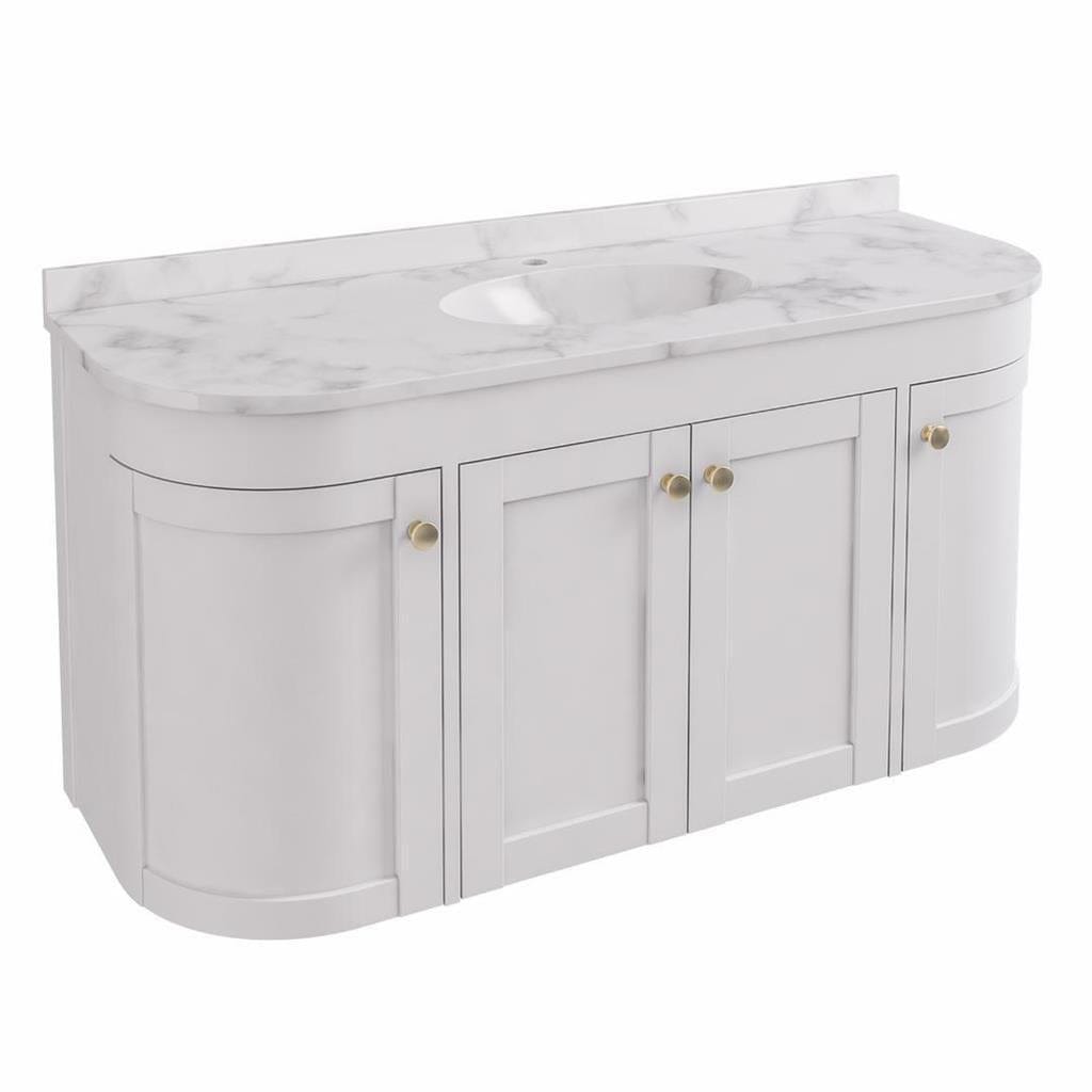 Eastbrook Wall Mounted Vanity Unit Matt White / White Quartz Eastbrook Hardwick Traditional 1200mm Wall Hung Vanity Unit with Single Basin