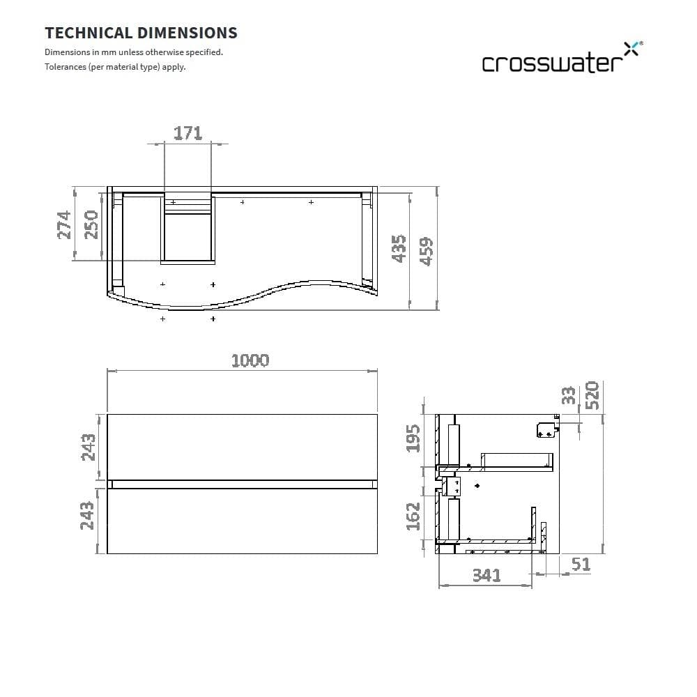 Crosswater Wall Mounted Vanity Unit Crosswater Svelte Wall Hung Vanity Unit with Basin