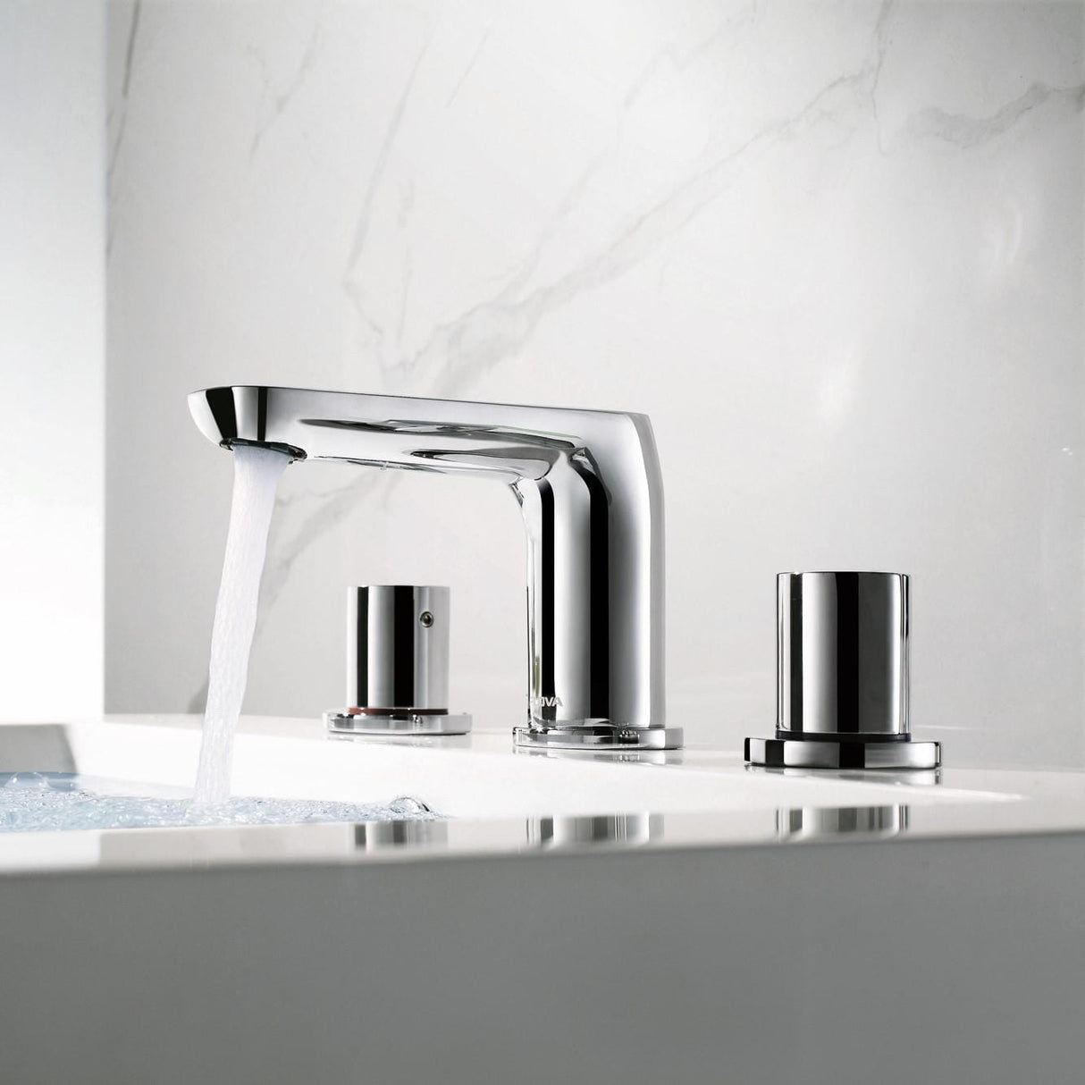 Flova 3 Tap Hole Basin Set Flova Allore 3 Hole Basin Mixer Tap with Clicker Waste in Diamond Chrome