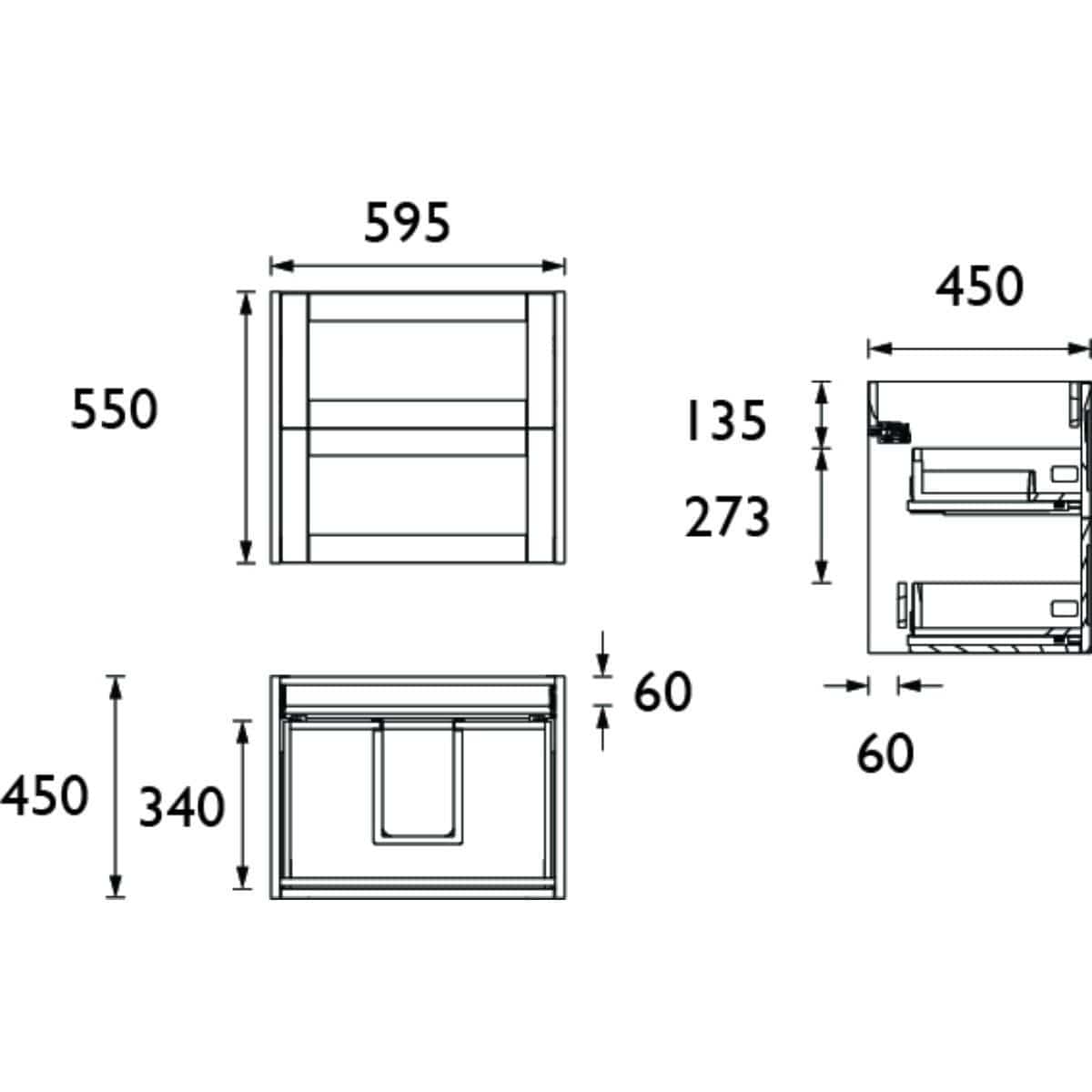 Heritage Wall Mounted Vanity Unit Heritage Lynton 600mm Wall Hung Vanity Unit with Basin, Waste and Handle Bundle