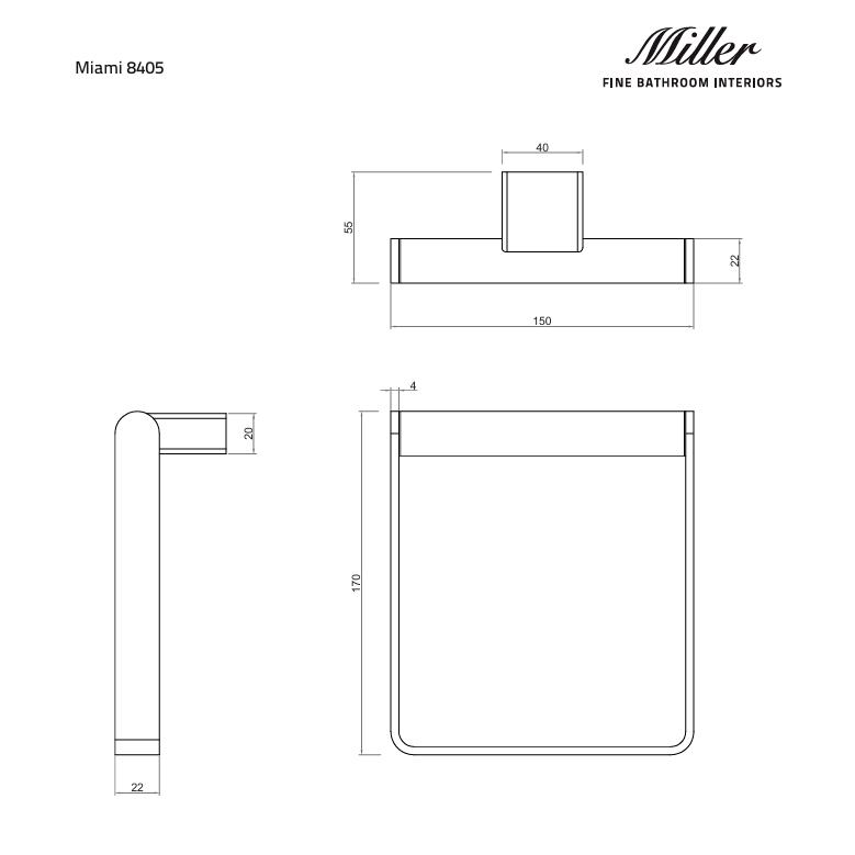 Miller Towel Rails and Rings Miller Miami Towel Ring