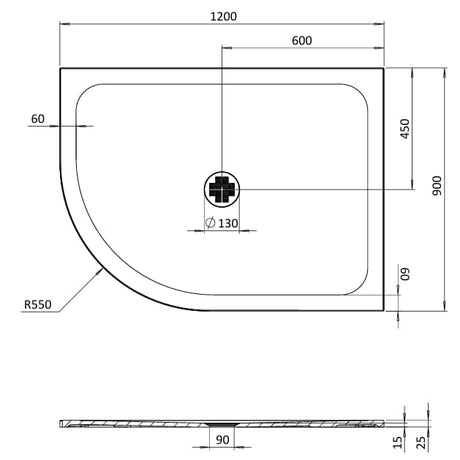 Crosswater Quadrant Shower Tray Crosswater Creo Quadrant 25mm Stone Resin Shower Tray with Waste