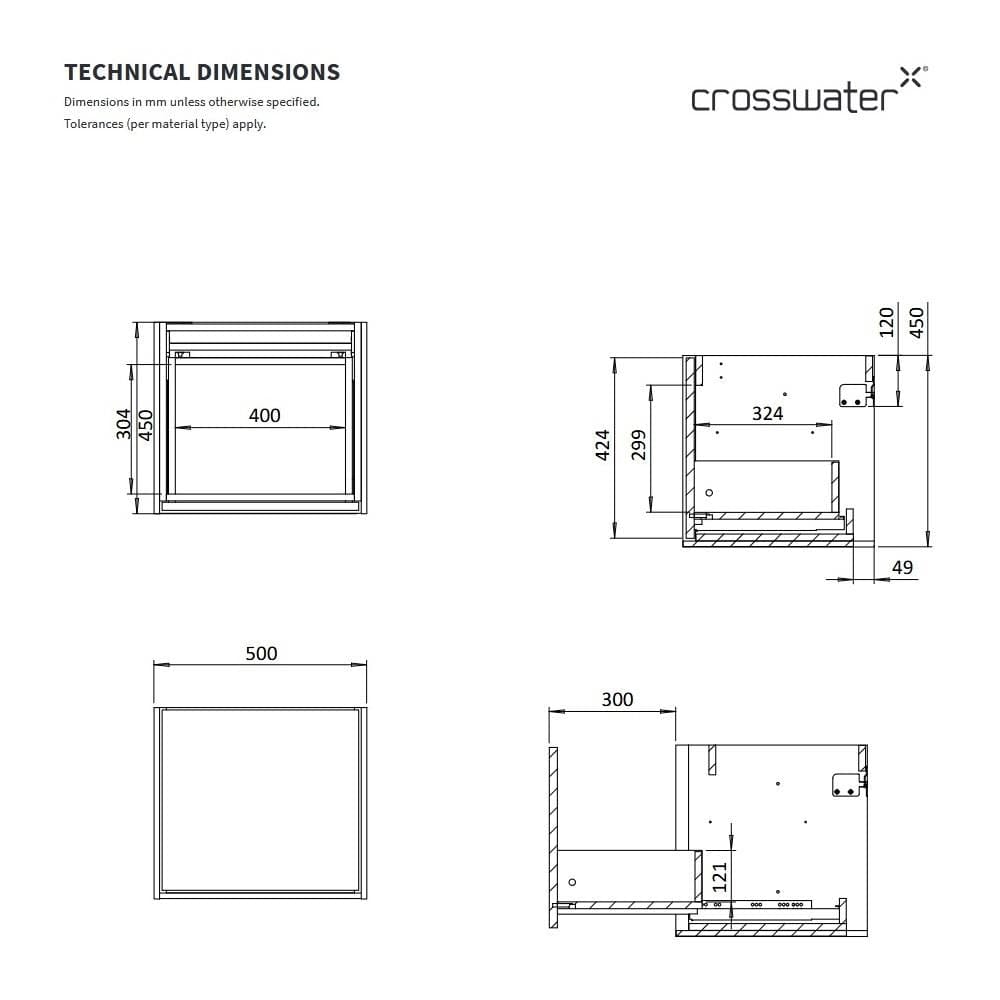 Crosswater Infinity Wall Mounted Vanity Unit with Worktop