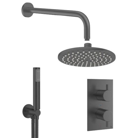 Crosswater Concealed Shower Set Slate / 300mm Shower Head Crosswater MPRO 2 Outlet 2 Handle Thermostatic Shower Valve with Kit