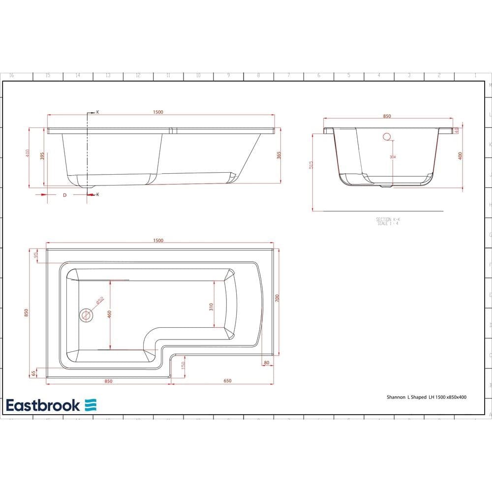 Eastbrook L-Shaped Shower Bath Eastbrook Shannon L-Shape Shower Bath