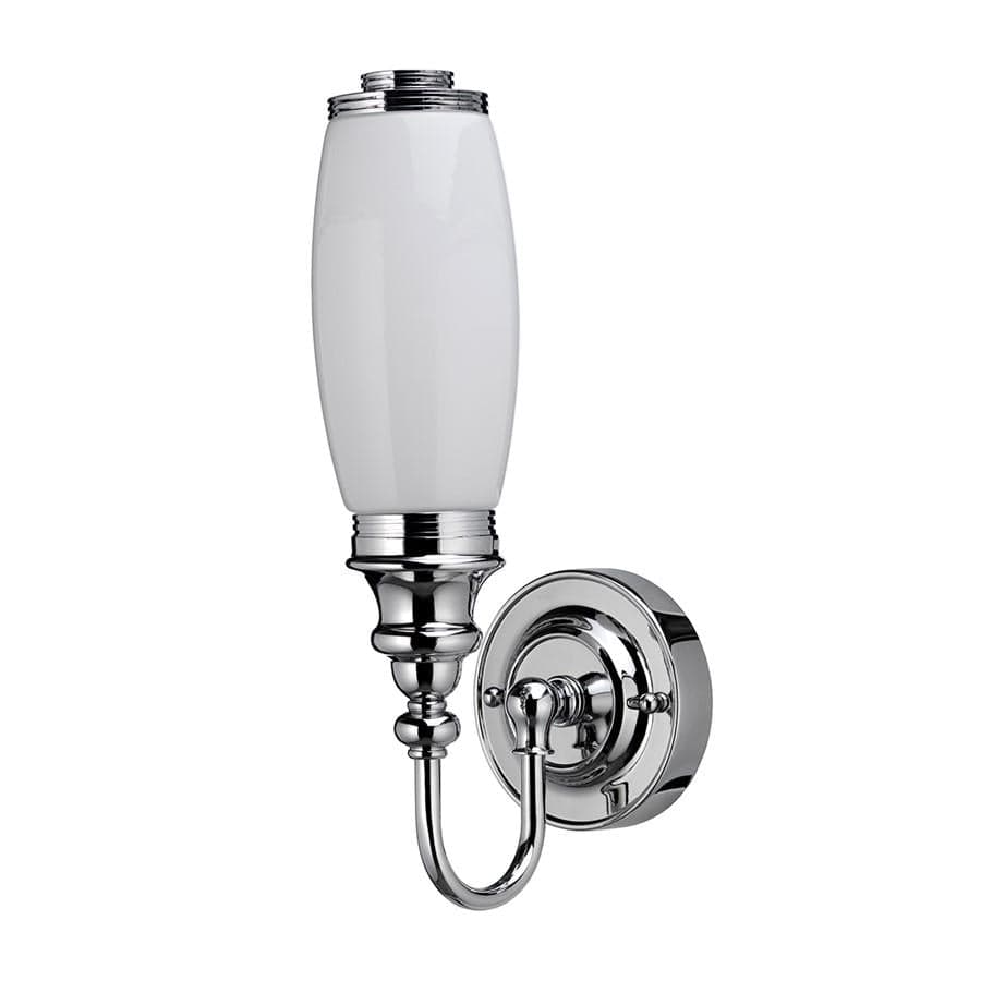 Burlington Bathroom Lighting Chrome Burlington LED Ornate Bathroom Wall Light with Opal Glass Tube Shade