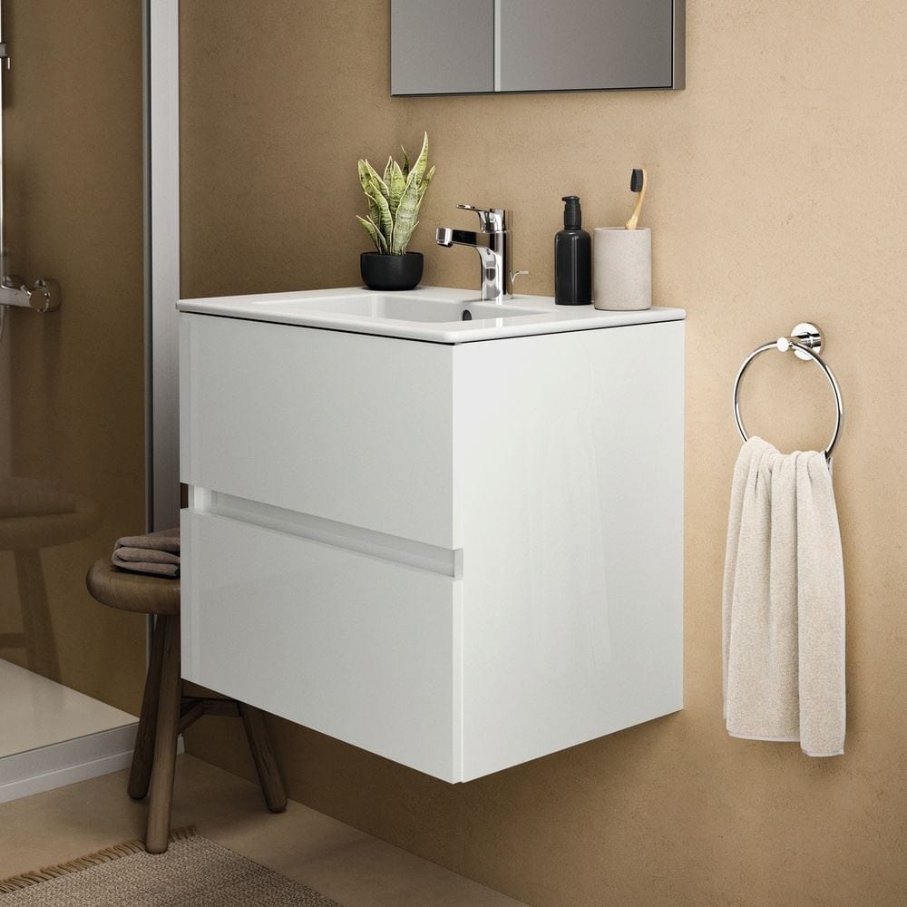Ideal Standard Wall Mounted Vanity Unit Gloss White / 600mm Ideal Standard Eurovit+ Wall Mounted Vanity Unit with 2 Drawers