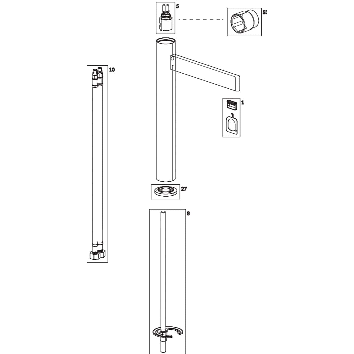 Villeroy & Boch Tall Basin Tap Villeroy & Boch Dawn Slim Tall Single-Lever Basin Mixer Tap