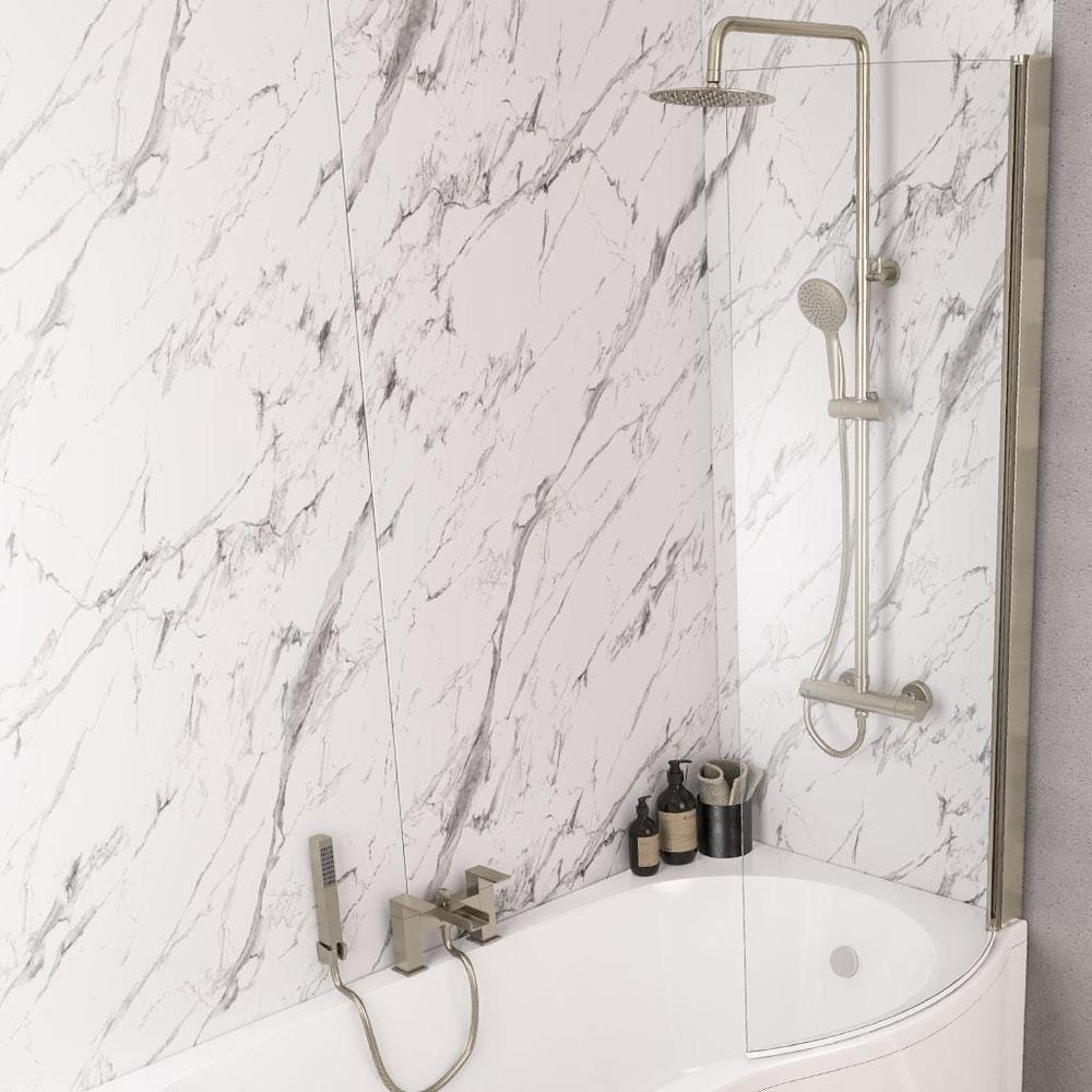 Eastbrook Bath Screen Brushed Brass / Right Handed Eastbrook P Shaped Bath Screen