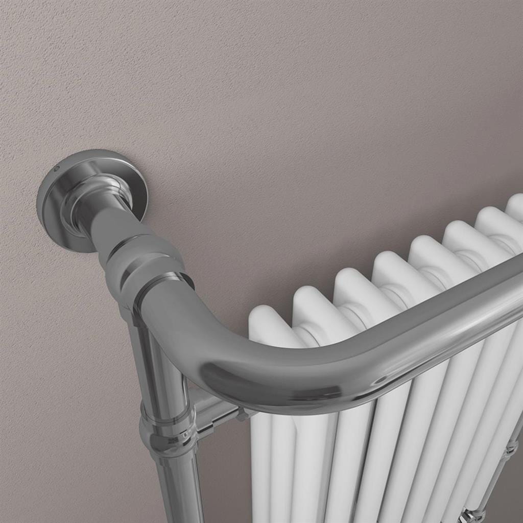 Eastbrook Inset Radiator Eastbrook Isbourne Straight Vertical Traditional Radiator in Gloss White/Chrome