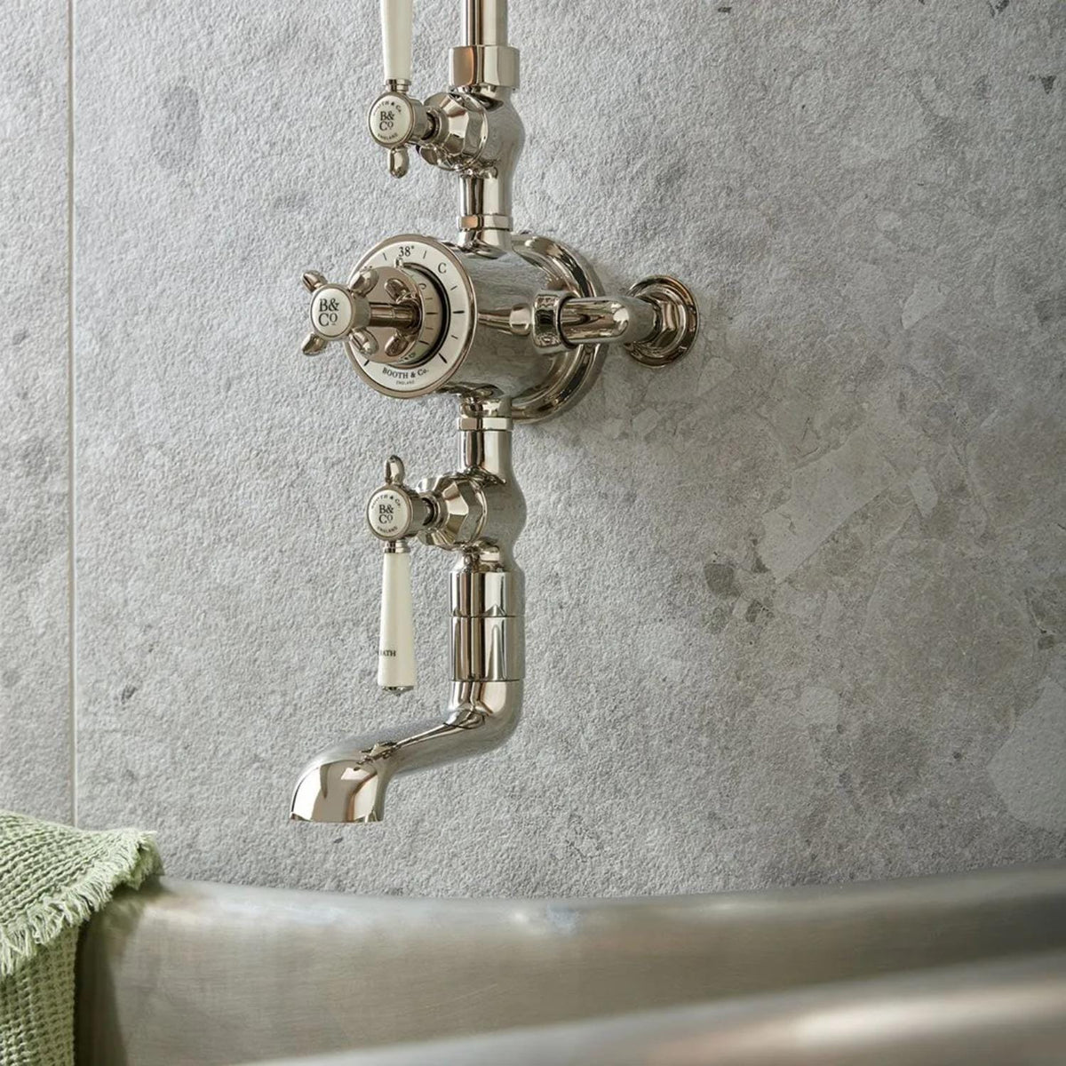 Vado Exposed Shower Set Booth & Co. Axbridge Exposed 3 Outlet Shower Set with Fixed Shower Head, Handset and Bath Spout