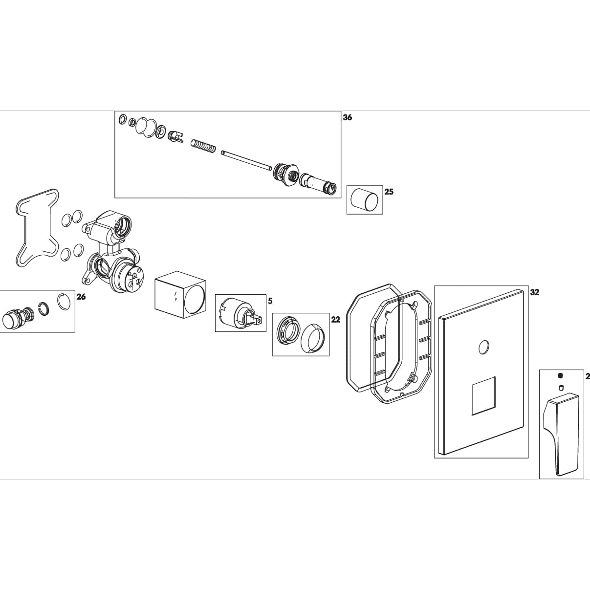 Villeroy & Boch Concealed Shower Valve Villeroy & Boch Architectura Concealed 2-Outlet Single Lever Trim Set