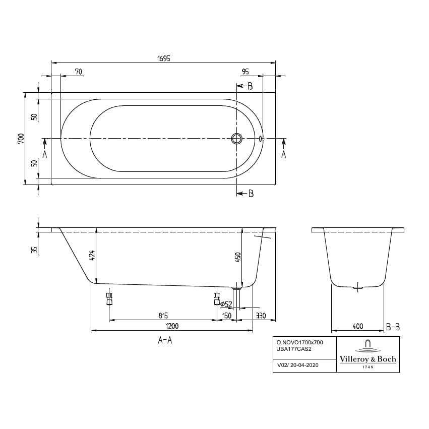 Villeroy & Boch Single Ended Bath Villeroy & Boch O.novo Single Ended Bath