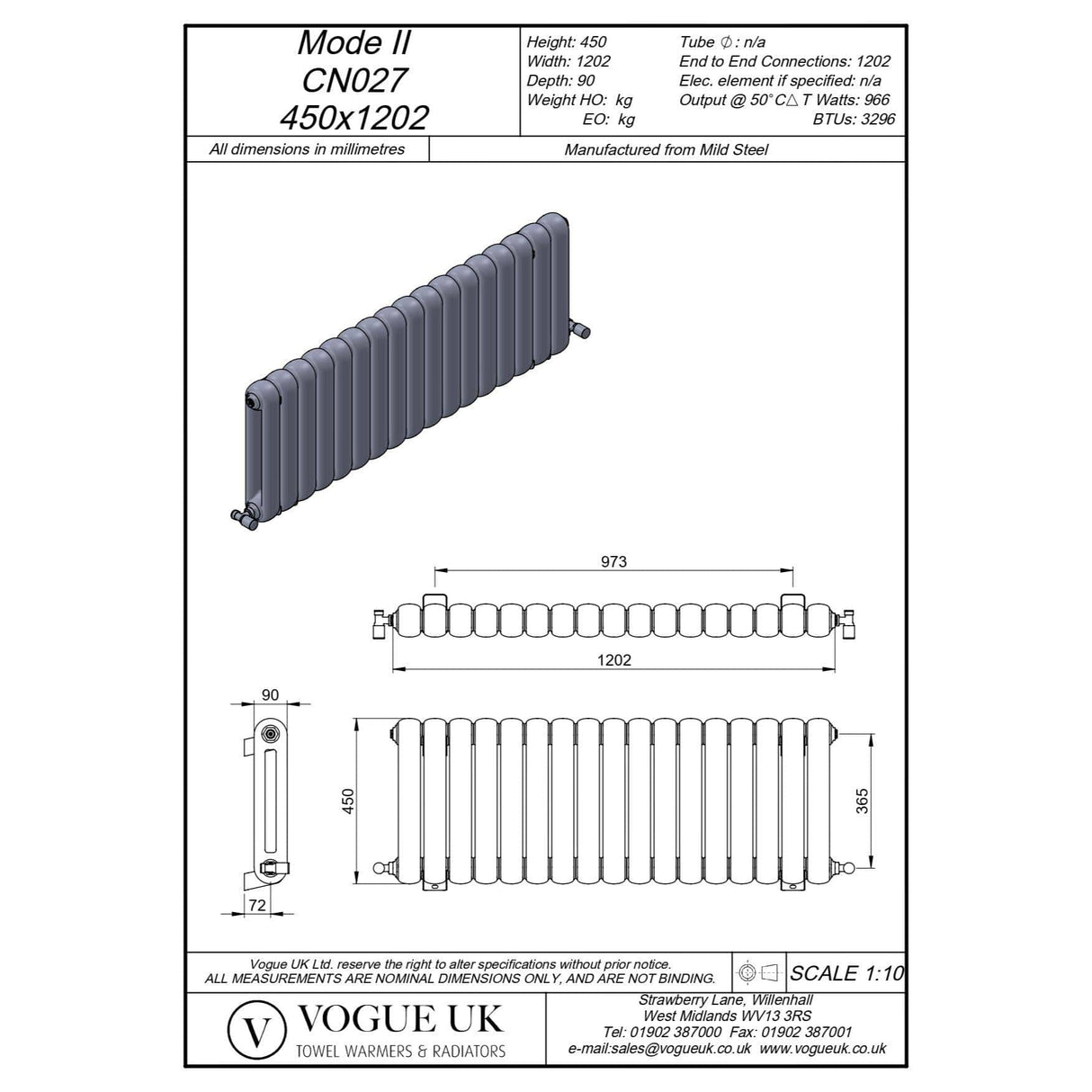 Vogue Column Radiator Vogue Mode II Traditional 2 Column Radiator in Anthracite