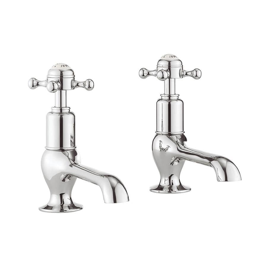 Crosswater Pillar Basin Tap Crosswater Belgravia Crosshead Long Nose Basin Mixer Taps (Pair) in Chrome