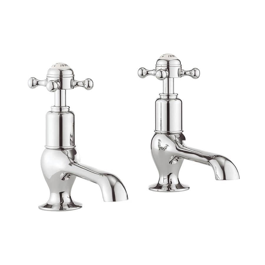 Crosswater Pillar Basin Tap Crosswater Belgravia Crosshead Long Nose Basin Mixer Taps (Pair) in Chrome