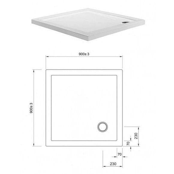 Crosswater Square Shower Tray Crosswater 35mm Acrylic Square Shower Tray