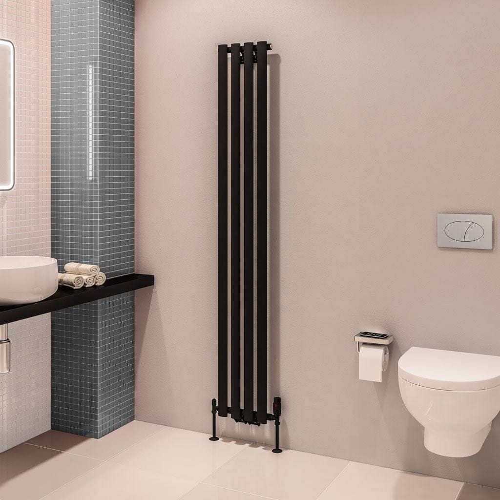 Eastbrook Designer Towel Radiator 1800 x 280mm Eastbrook Tunstall Straight Vertical Designer Radiator in Matt Black