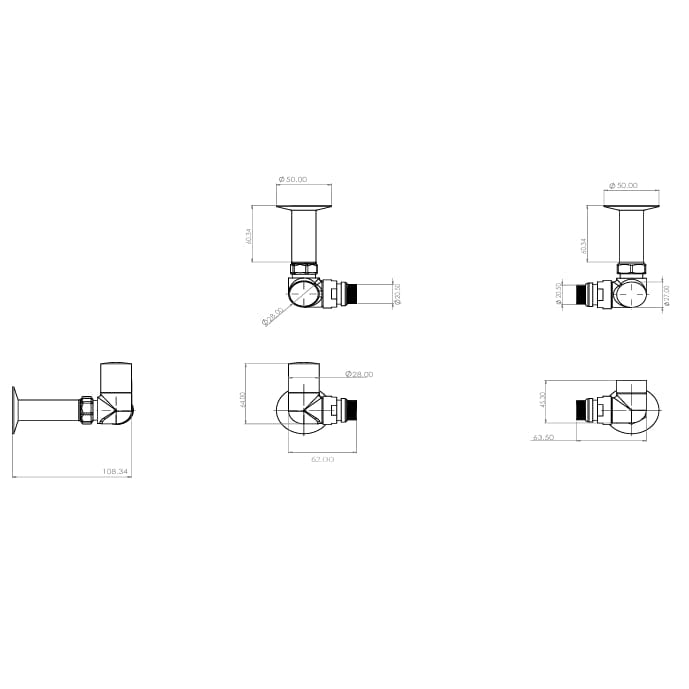 Crosswater Radiator Valve Crosswater MPRO Corner Radiator Valves