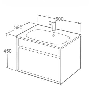 Imex Wall Mounted Vanity Unit Imex Alma Wall Mounted Single Drawer 500mm Vanity Unit with Basin