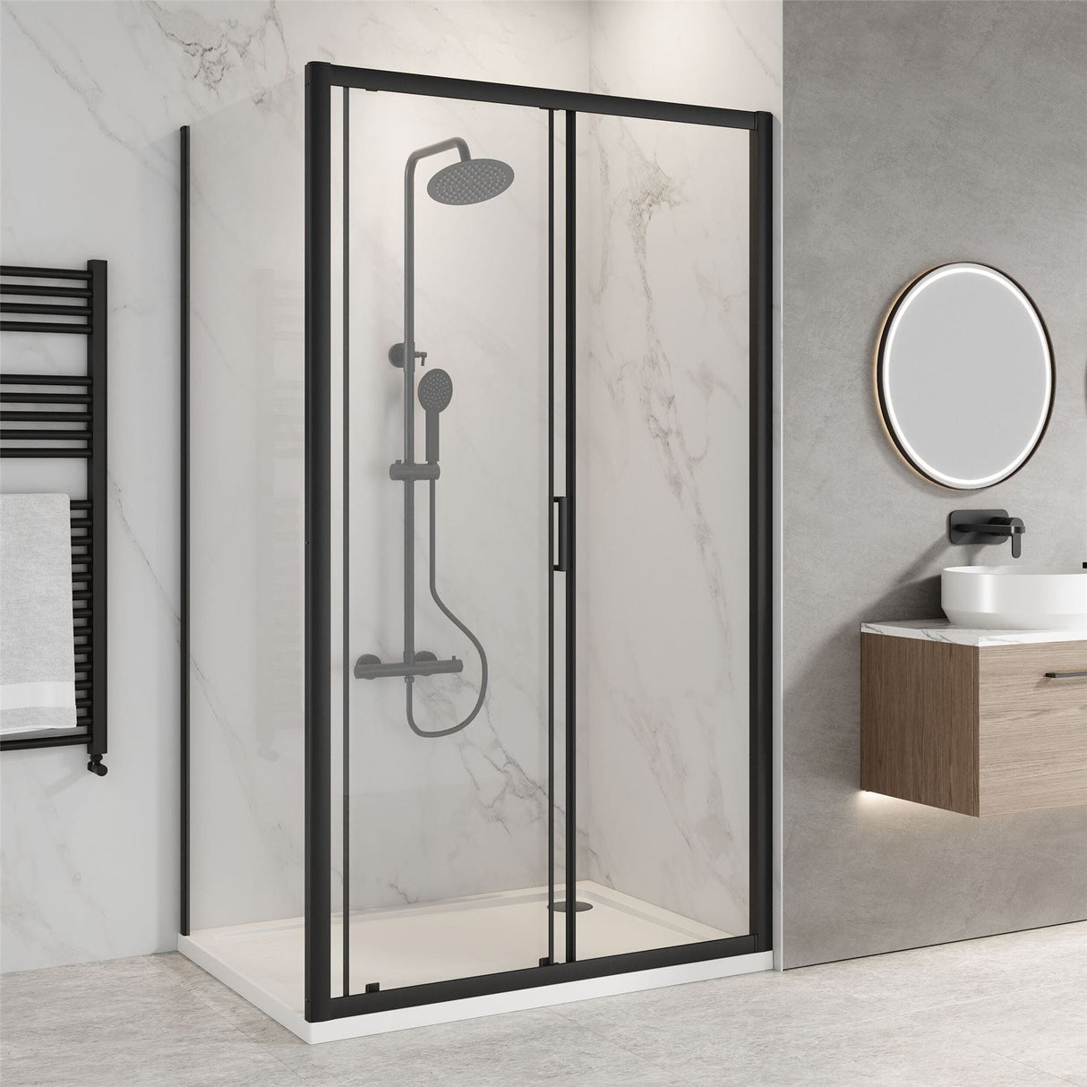 Aquarius Bathrooms Sliding Shower Door Aquarius Urbano 6mm Sliding Shower Door 1850mm