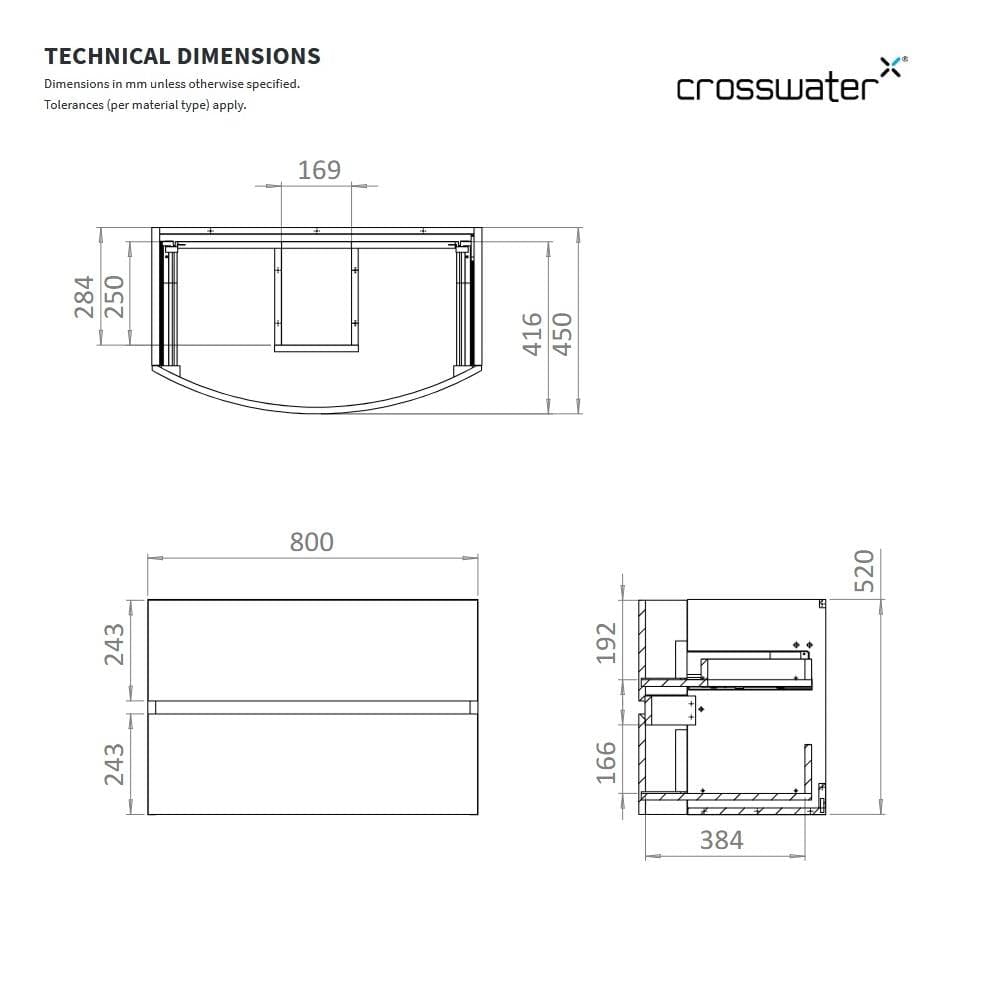 Crosswater Wall Mounted Vanity Unit Crosswater Svelte Wall Hung Vanity Unit with Basin