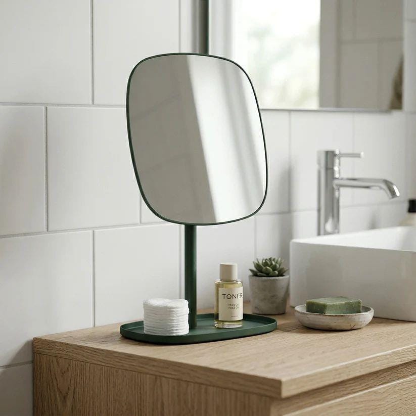Smedbo Beslagsboden Glow Freestanding Square Magnifing Mirror with Tray