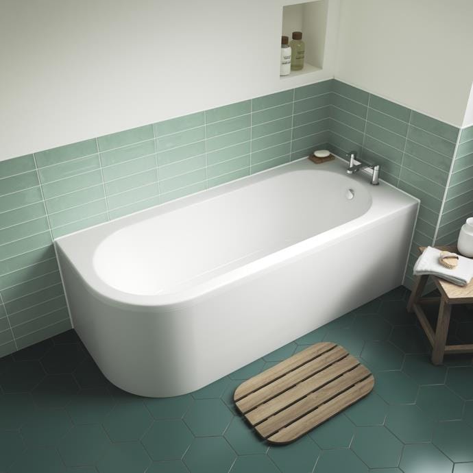 Aquarius Bathrooms Corner Bath Right Hand Aquarius Lunar Curved Back to Wall Corner Bath with Panel - 1700 x 725mm