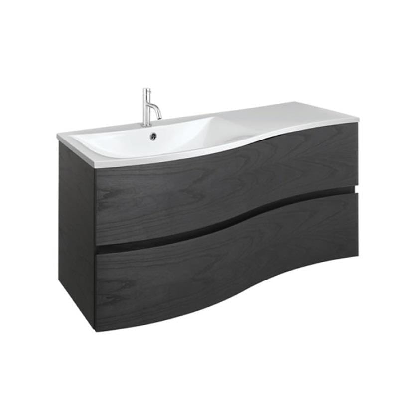 Crosswater Wall Mounted Vanity Unit Grey Ash / 1000mm / Cast Mineral Marble Basin - 1 Tap Hole Crosswater Svelte Wall Hung Vanity Unit with Basin