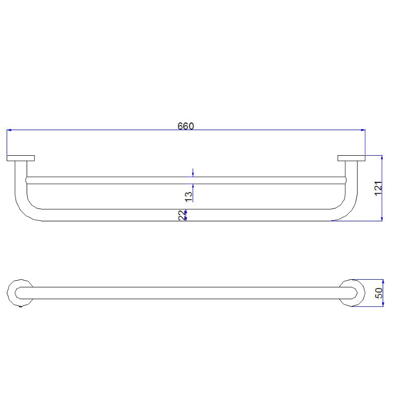 Crosswater Towel Rails and Rings Crosswater Central Double Towel Rail 660mm in Chrome