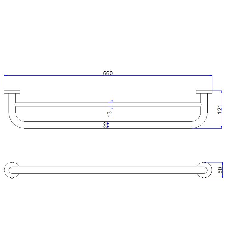 Crosswater Towel Rails and Rings Crosswater Central Double Towel Rail 660mm in Chrome