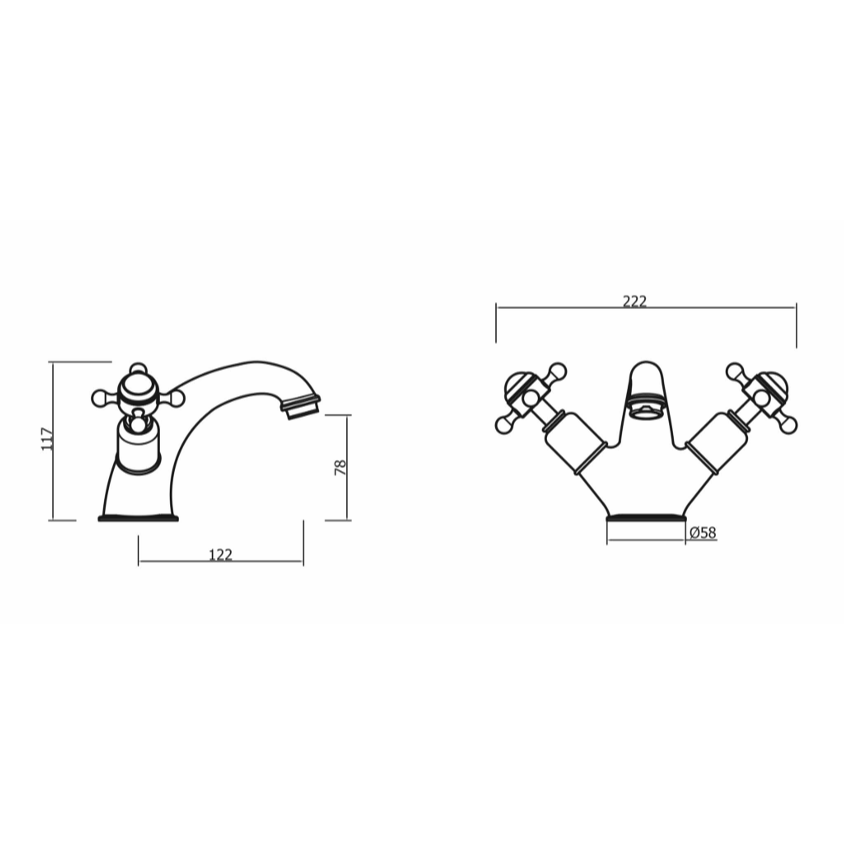 Crosswater Belgravia Crosshead Mono Basin Mixer Tap with Pop-Up Waste