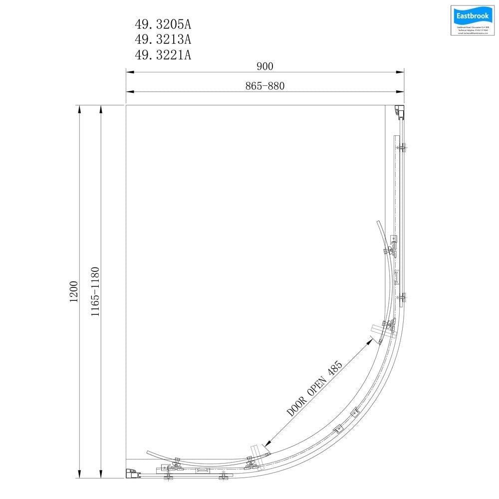 Eastbrook Corniche 2000 8mm Quadrant Shower Enclosure