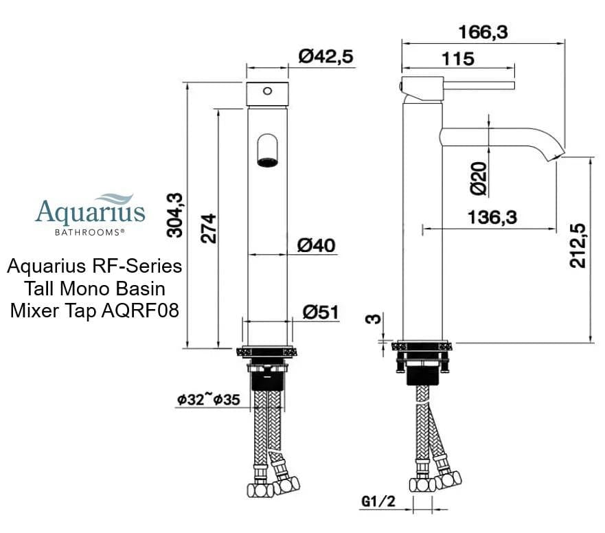 Aqaurius Tall Basin Tap Aquarius RF-Series Tall Mono Basin Mixer Tap