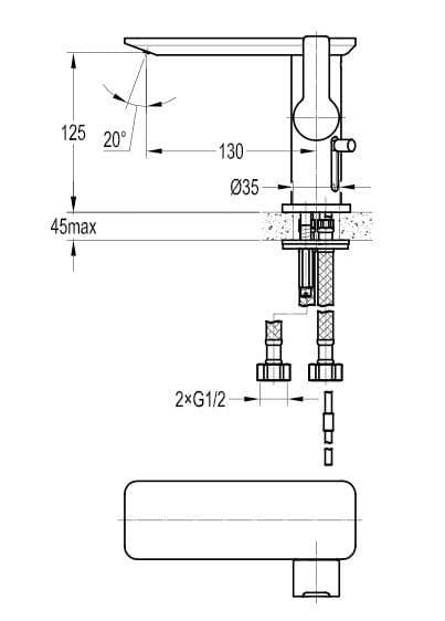 Flova Mono Basin Tap Flova Spring Mono Basin Mixer Tap with Clicker Waste in Diamond Chrome