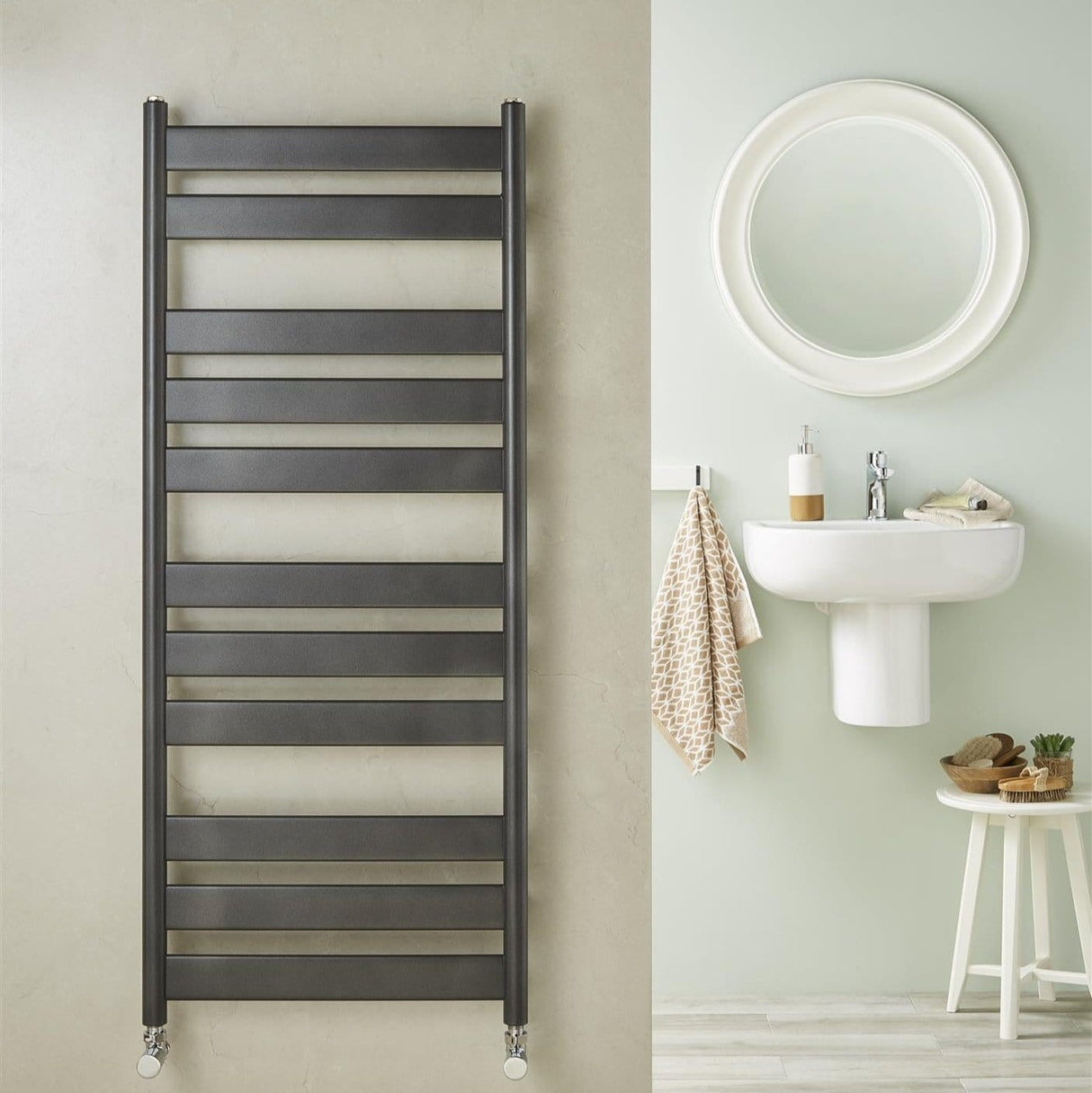 Redroom Designer Towel Radiator 1600 x 500mm Redroom Azor Straight Vertical Designer Towel Rail in Anthracite