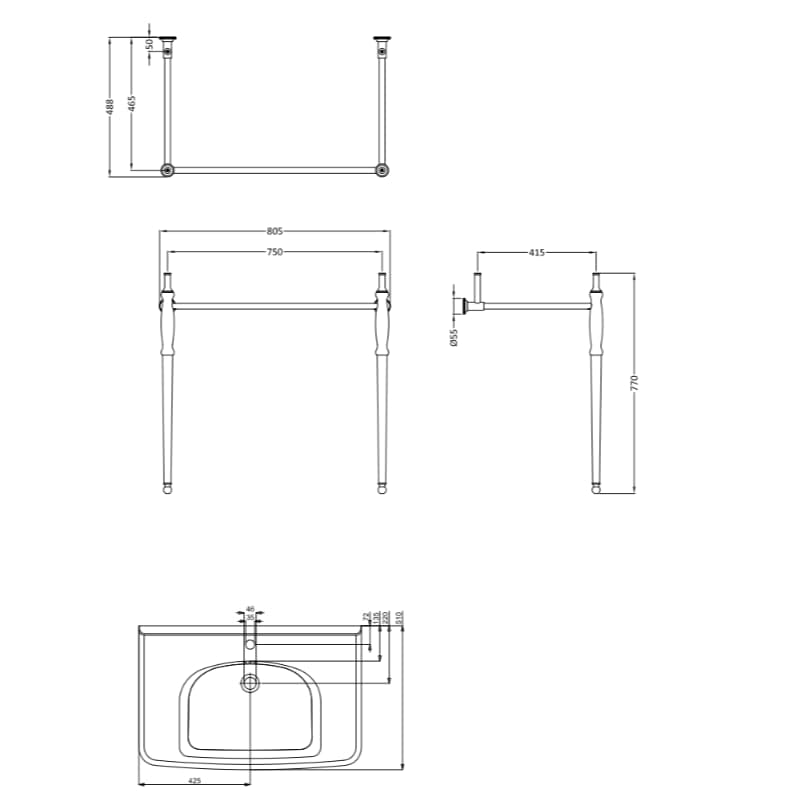 Burlington Wall Hung Basin Burlington Guild Basin with Pedestal or Washstand